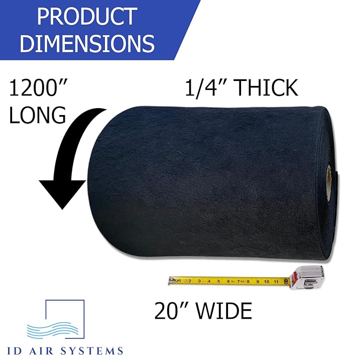 Carbon Filter Media Roll; nominal width x 100 linear feet; 1/4" thick - Ideal for manufacturing Odor Removal filters for HVAC and Air Handler Systems