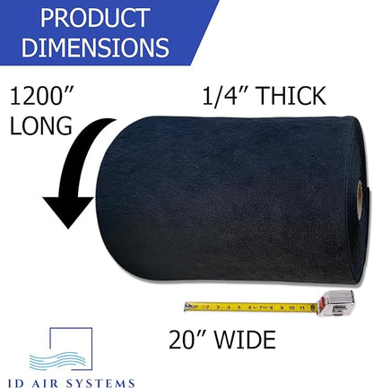 Carbon Filter Media Roll; nominal width x 100 linear feet; 1/4" thick - Ideal for manufacturing Odor Removal filters for HVAC and Air Handler Systems