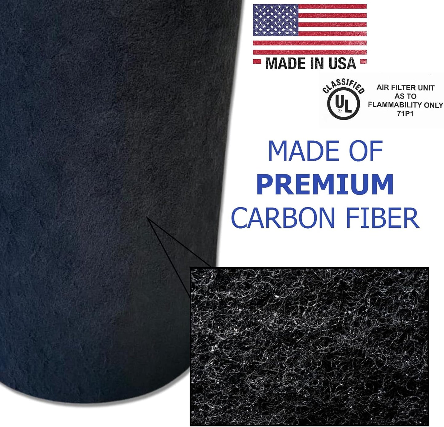 Carbon Filter Media Roll; nominal width x 100 linear feet; 1/4" thick - Ideal for manufacturing Odor Removal filters for HVAC and Air Handler Systems