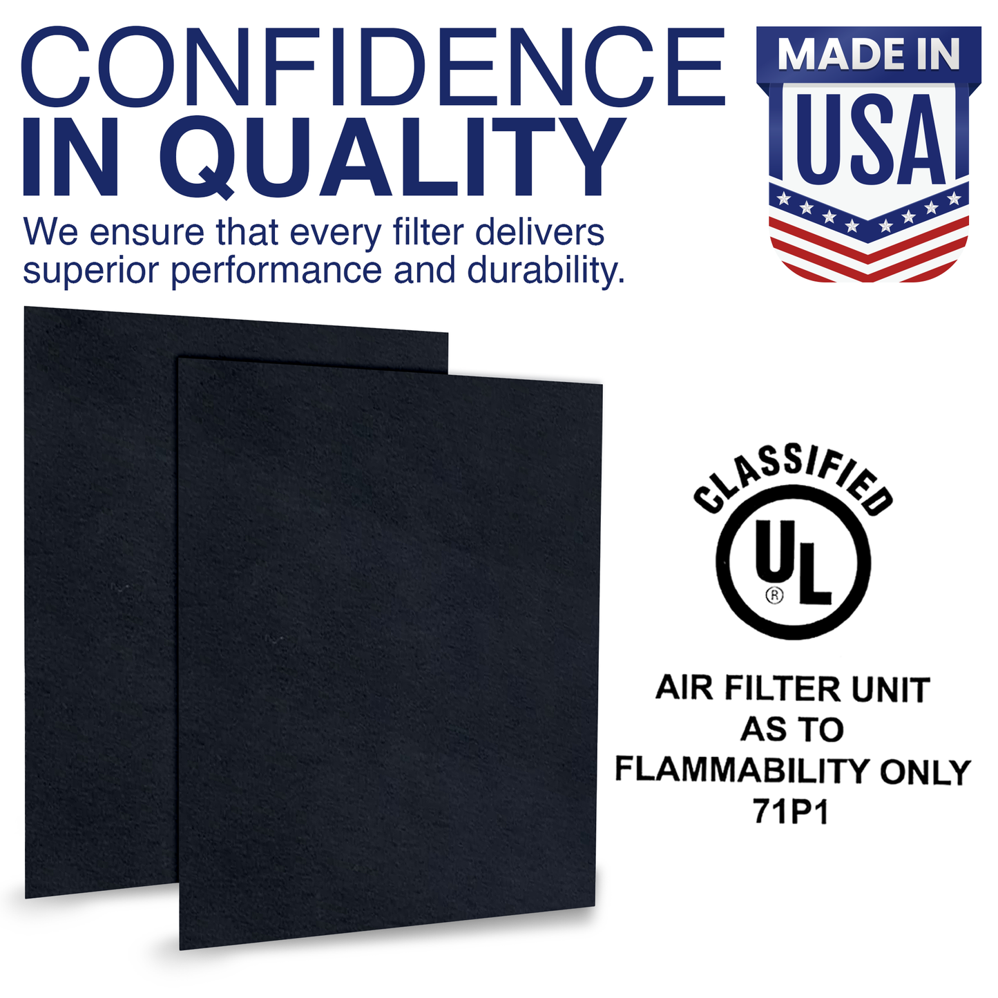 Cut To Fit Air Filter - Carbon Pad Pre Filter for Air Purifiers Furnace Filters, Trash Cans and Air Conditioner Filters, 1/6" thick, 16" x 48 - 1 Pack