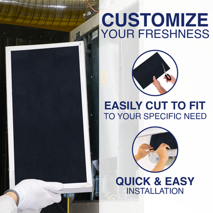 Cut To Fit Air Filter - Carbon Pad Pre Filter for Air Purifiers Furnace Filters, Trash Cans and Air Conditioner Filters, 1/6" thick, 16" x 48 - 1 Pack
